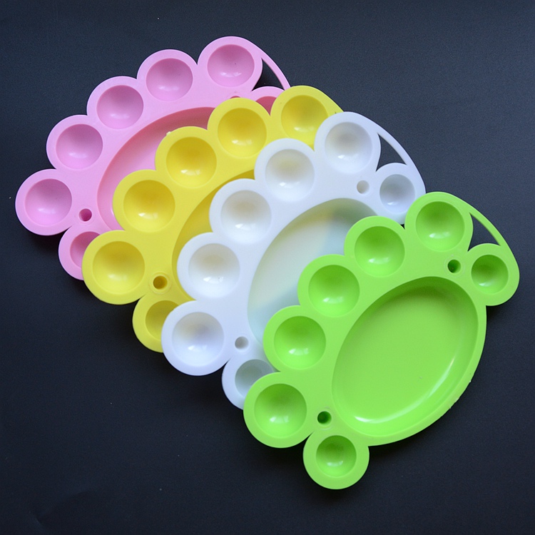 调色盘水粉颜料画盘儿童水彩梅花脚丫盘丙烯调色板彩色美术碟30个大彩