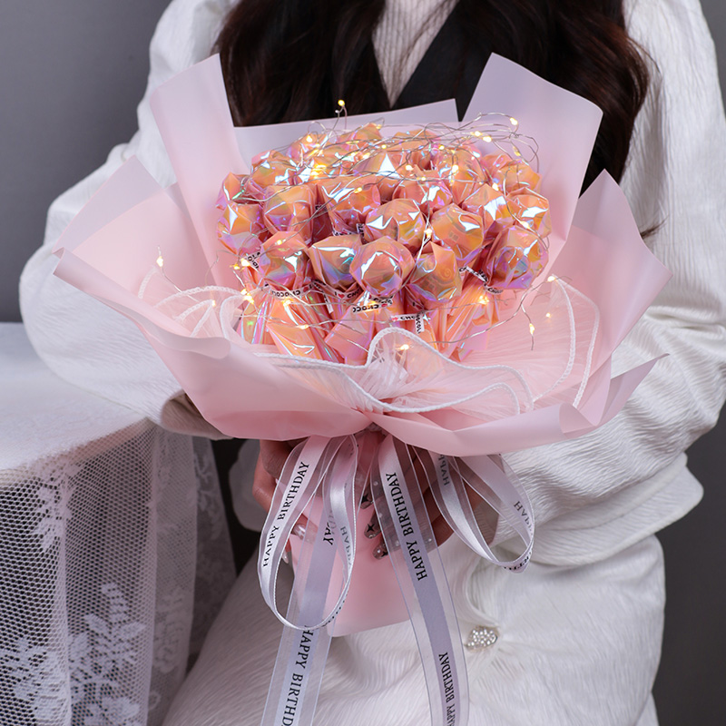 良伍 棒棒糖果花束成品 闺蜜生日礼物女生零食花束成品创意情人节礼物