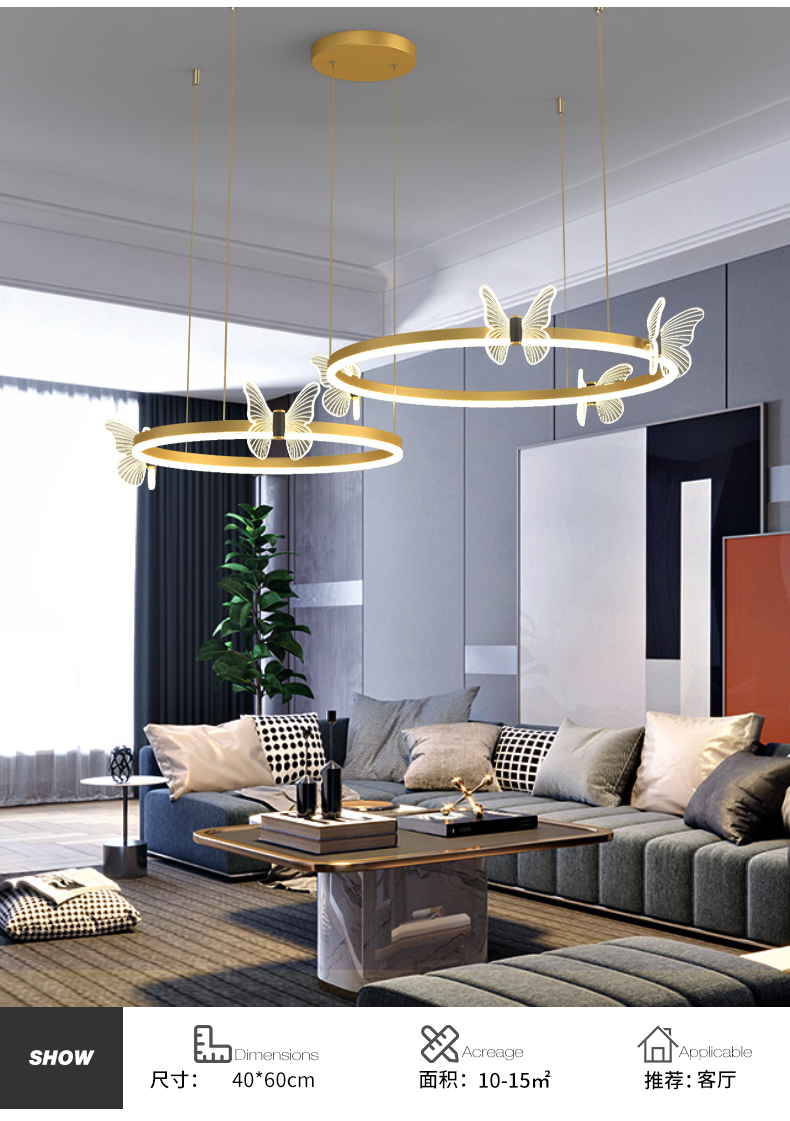费斯feiss现代简约蝴蝶客厅吊灯北欧网红ins2021年新款轻奢花朵主卧室