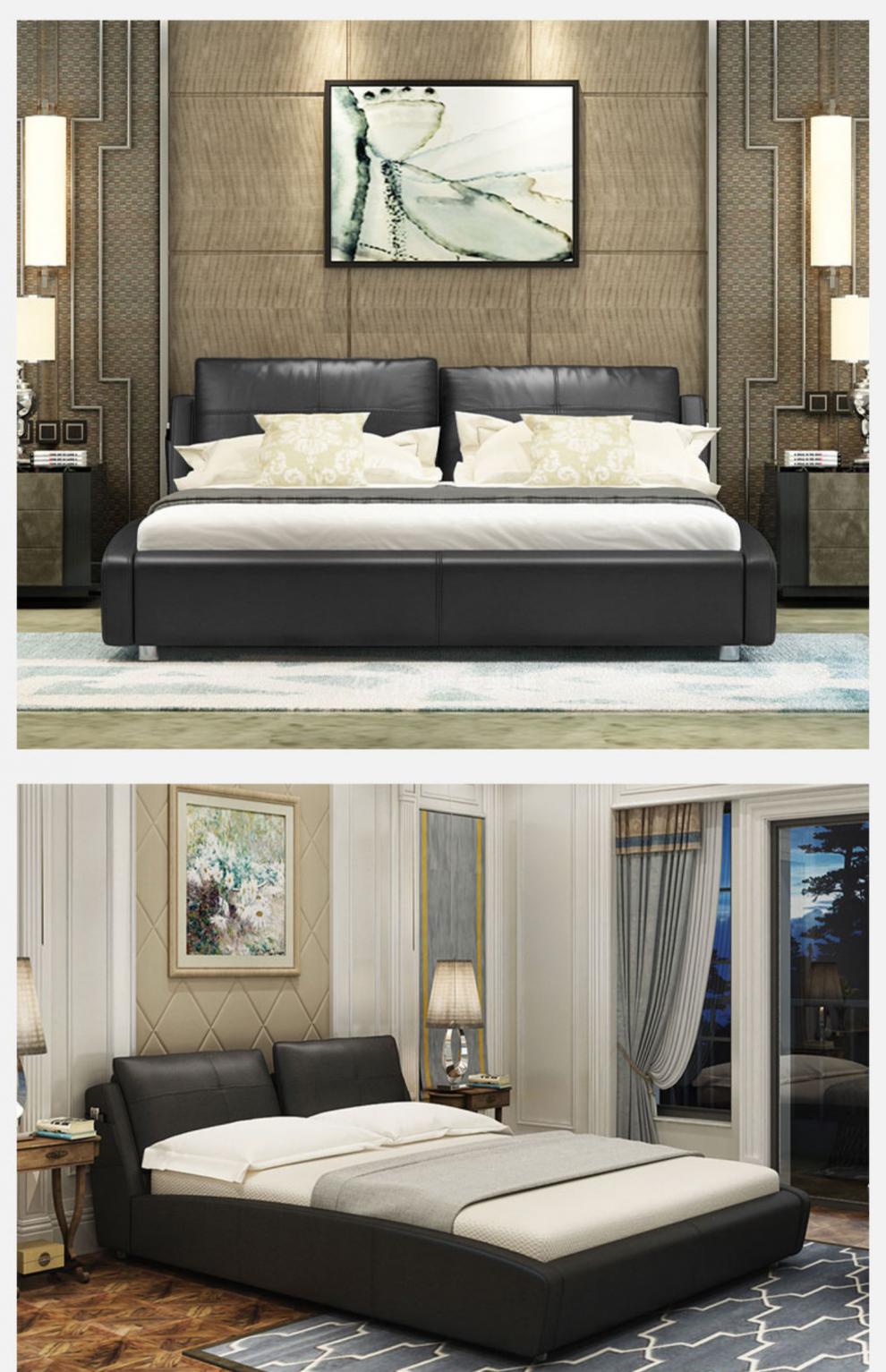 欧式床双人床舒适家用豪华婚床皮床架主卧婚床慕斯皮