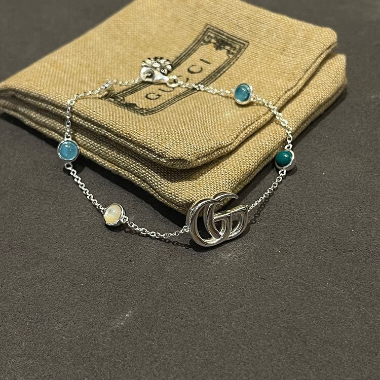 古驰(gucci) 925银时尚个性手镯双g 轻奢首饰 送女友百搭生日礼物 双g