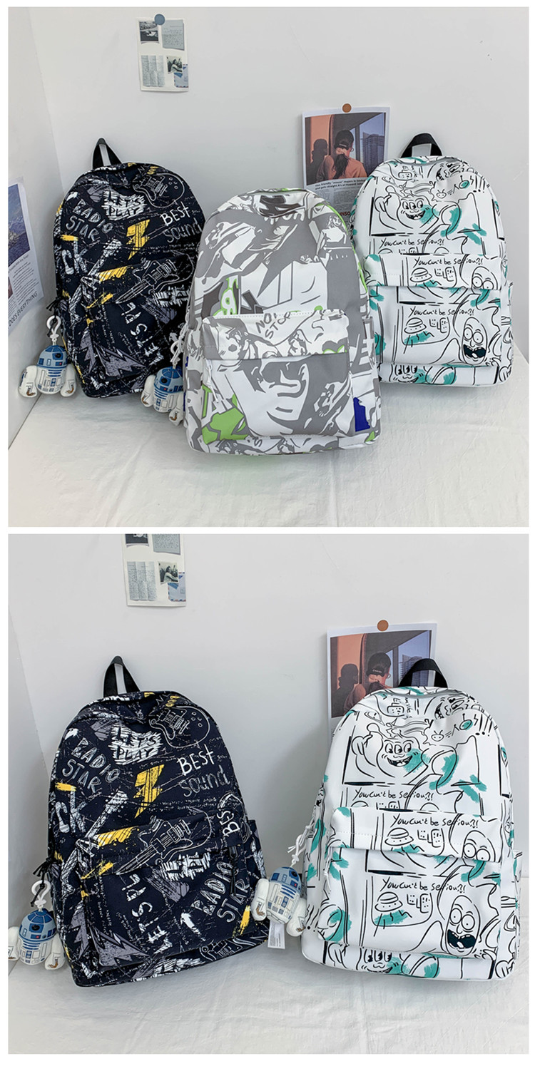 潮流涂鸦书包男书包女大学生涂鸦印花电脑包2022韩版潮流防水背包男