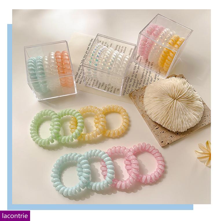 lacontrie糖果色电话线发圈ins不伤发绳夏季简约小清新马尾橡皮筋女扎