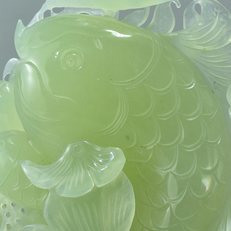 岫玉摆件岫玉鱼摆件辽宁岫岩玉石鱼摆件精品鲤鱼摆件升职礼物 10号