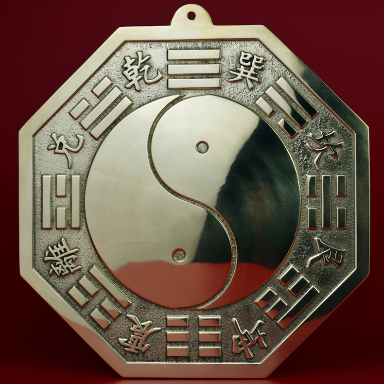 全铜八卦镜凸镜太极阴阳镜铜家用凹镜门口摆件挂件5cm随身携带