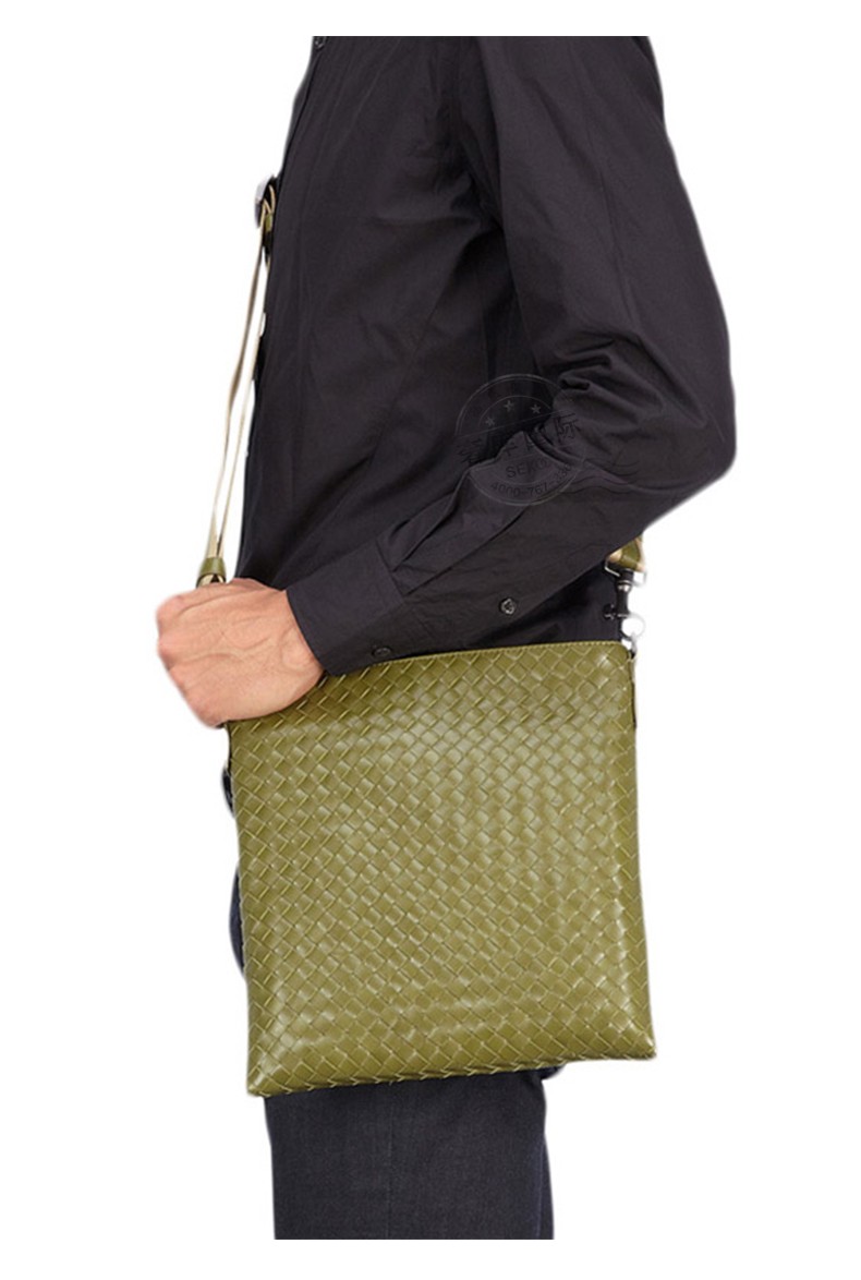 bottega veneta宝缇嘉bv男包编织羊皮单肩斜跨邮差包 蓝色276357 v465