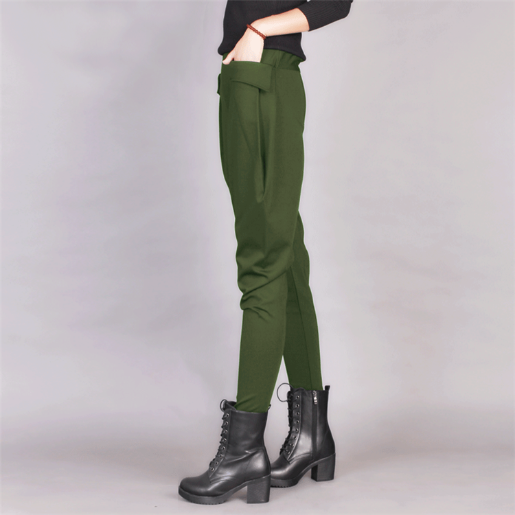 春秋款高腰军绿色水兵舞哈伦裤女宽松大码长裤跳舞马裤训练演出服黑色