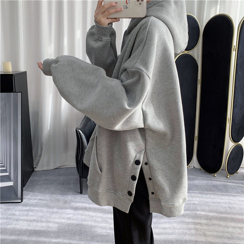 连帽卫衣男宽松百搭高街ins潮牌港风外套韩版潮流侧排