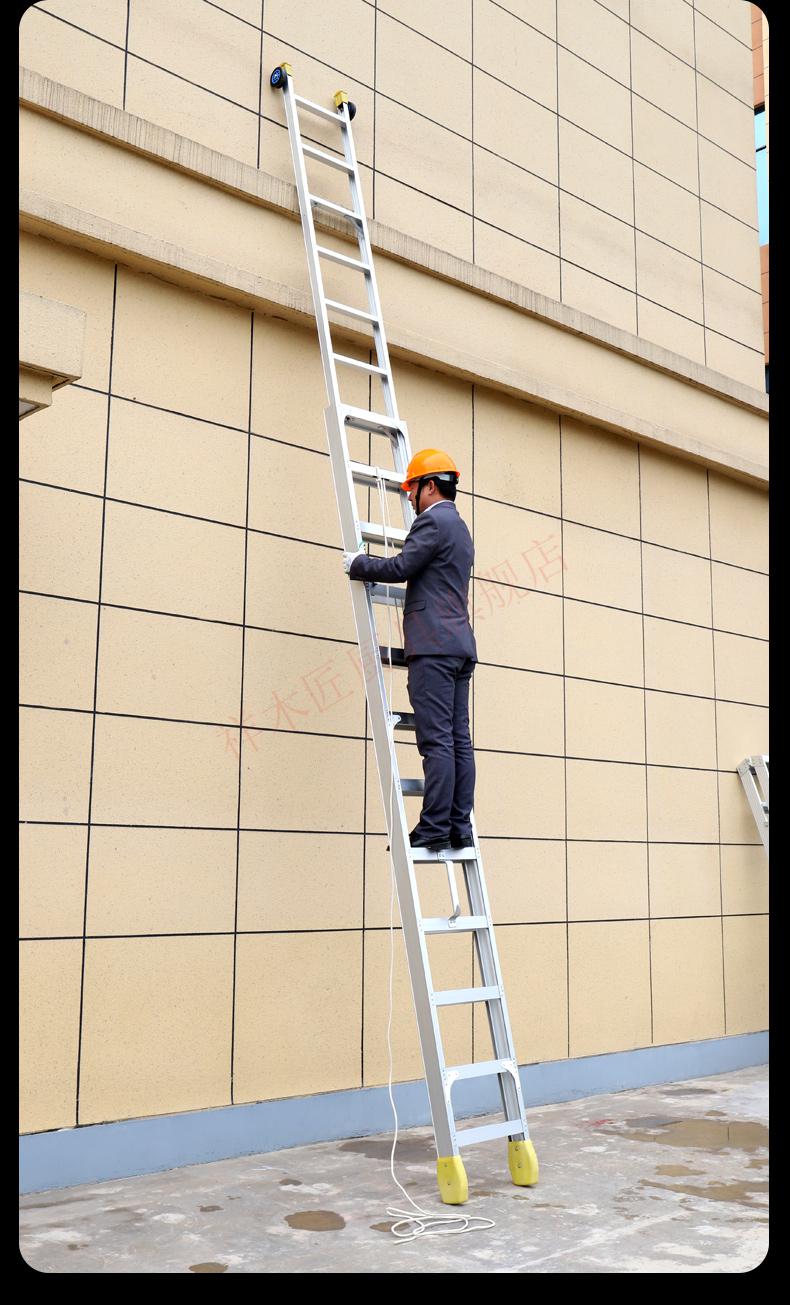 伸缩梯升降工程梯子铝合金收缩梯加厚长楼梯消防单梯78910米厚35mm1号