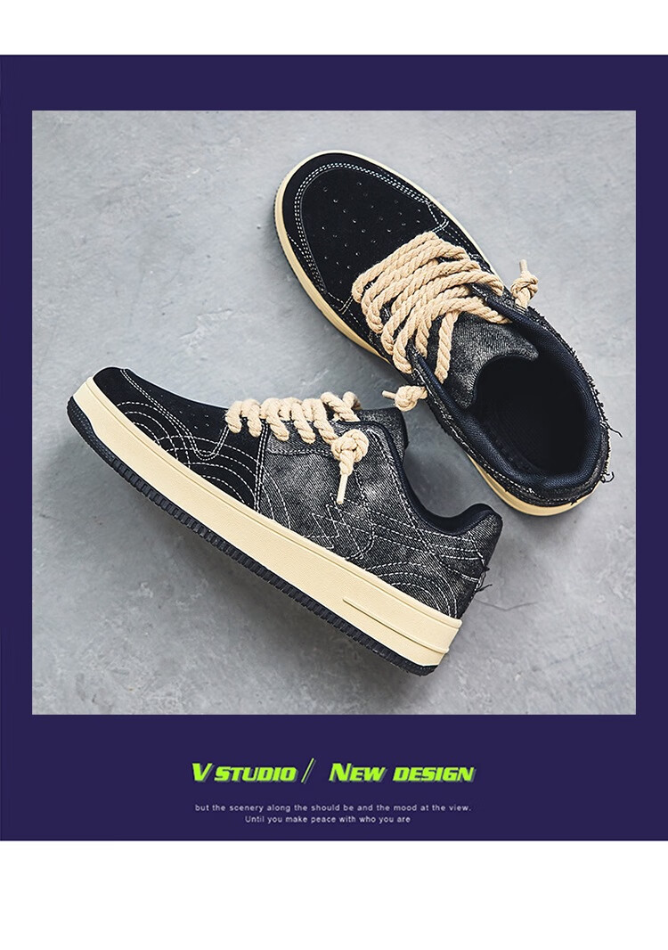 耐克nike2022年冬季新款丹宁牛仔布透气德训鞋男冬季潮流学生百搭aj