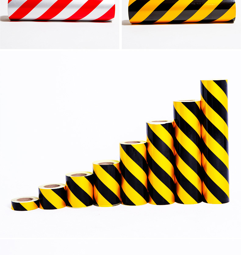 反光警示胶带红白黄黑斜纹反光带反光贴纸反光膜安全红白斜纹30cm4572