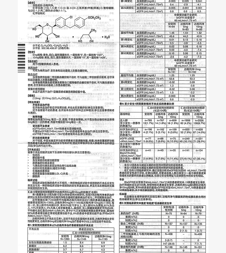 安達唐達格列淨片10mg30片阿斯利康安達糖2型糖尿病用藥降糖藥降血糖