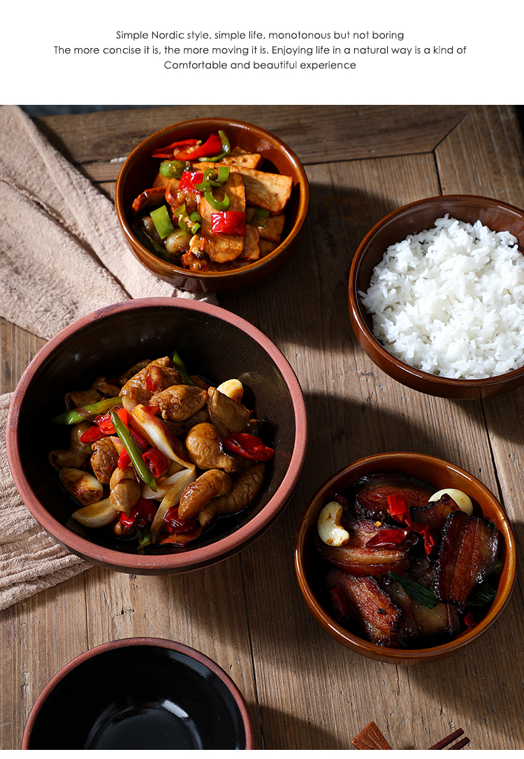 百德莱土陶黄焖鸡米饭碗蒸碗扣肉碗小碗菜道具碗粗瓷火锅小料碗bdl半