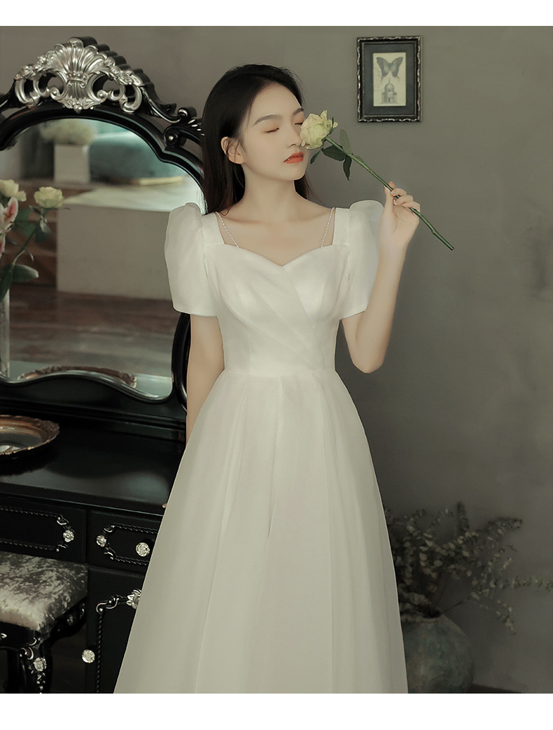 余芷旅拍轻婚纱法式轻婚纱礼服生日小礼裙超仙气新娘白色领证订婚裙