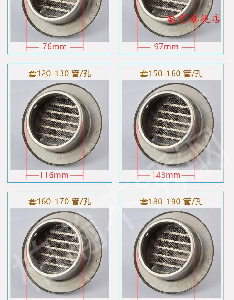 不鏽鋼風帽pvc管外牆風帽通氣孔罩油煙機排煙管罩防風帽 300套3002f12