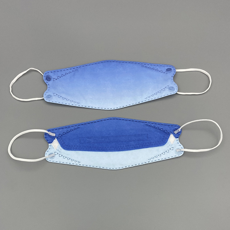 新款四层韩版印花渐变彩虹女神一次性4d立体柳叶型鱼型kf94口罩含熔喷