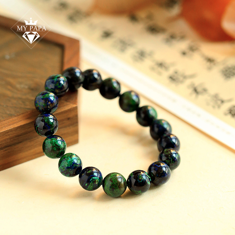 mypapa彩宝115mm收藏料梦幻蓝铜矿简约单圈手链手串女s24316更多请看