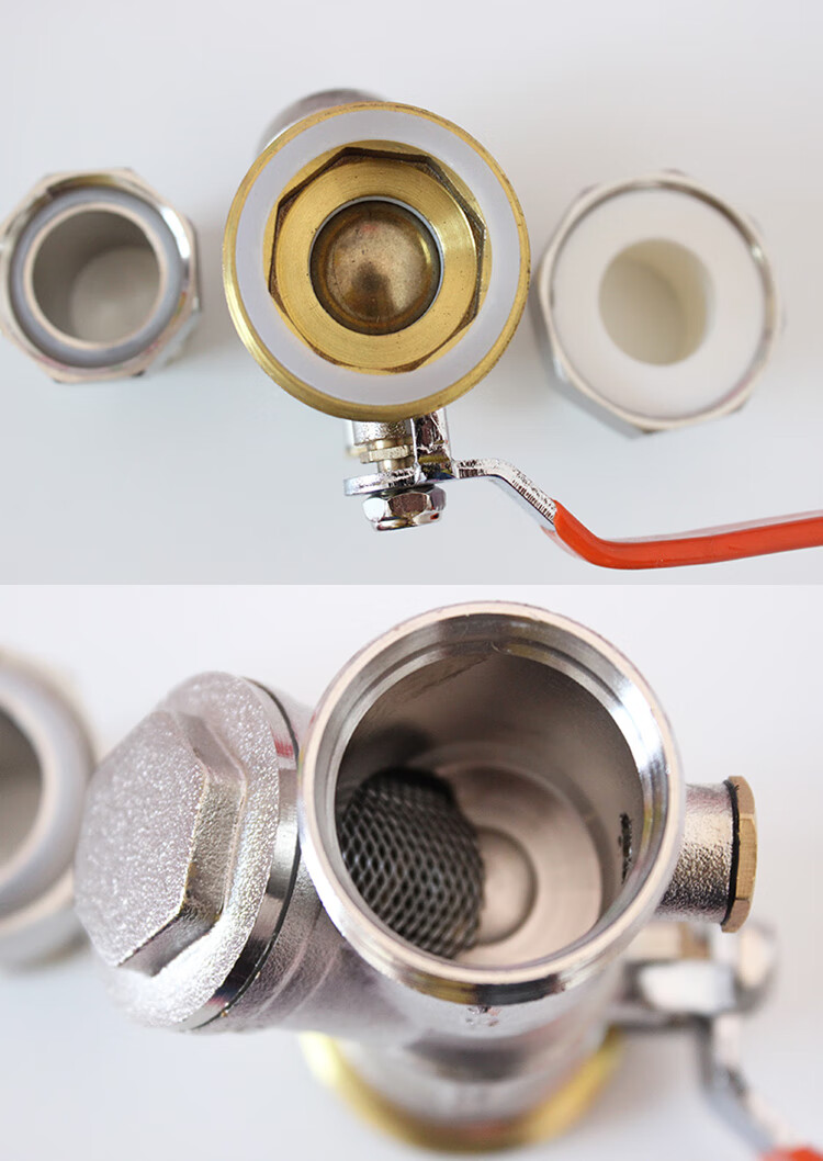 全铜地暖分水器阀门地热进出过滤器球阀水管管道开关防爆上下套阀 25*