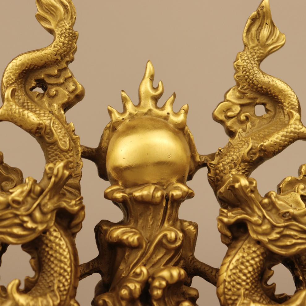 吉运连连纯铜动物双龙戏珠摆件做工精致品质精心打造双龙戏珠摆件