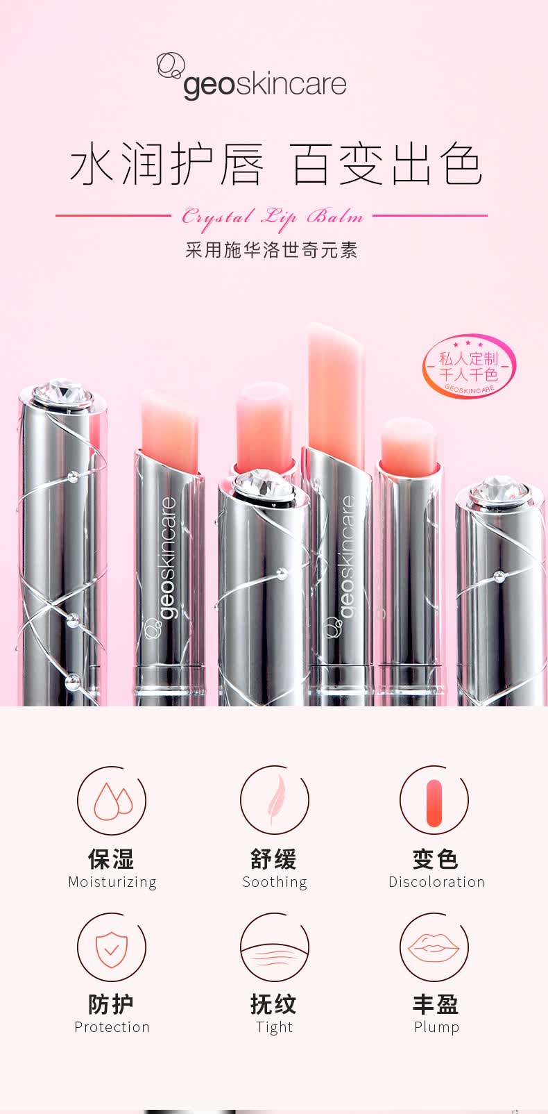 纽西之谜润唇膏女保湿滋润变色淡化唇纹打底臻彩六合一水晶款