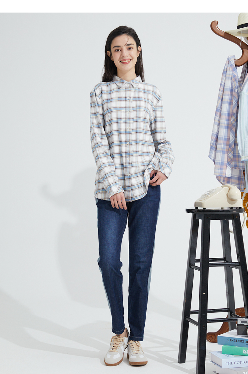 波顿春夏薄款深中蓝牛仔裤女直筒修身显瘦百搭中年高端长裤子 深中蓝