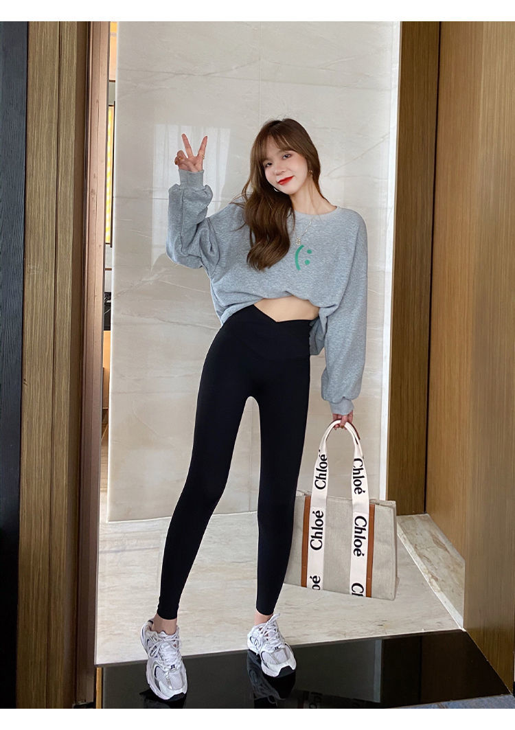 打底裤女外穿提臀秋冬新款加绒加厚防寒保暖裤高腰紧身裤黑色薄绒3xl