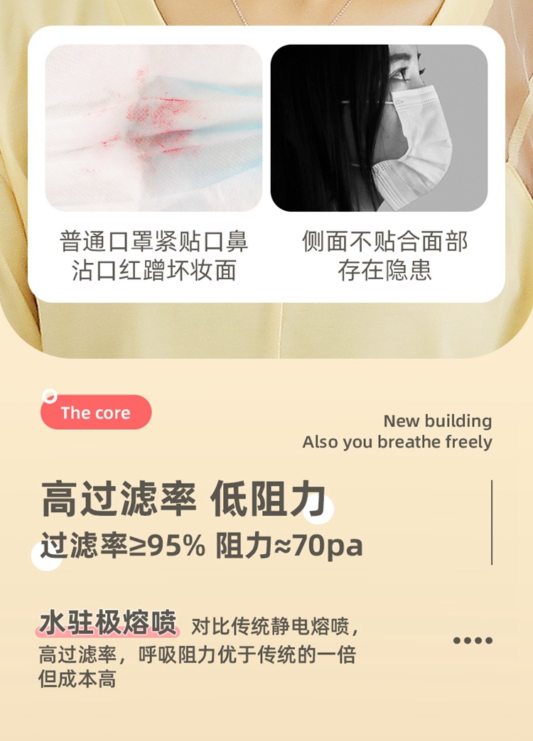亿凌 韩版kf94一次性口罩印花成人四层熔喷布时尚彩色个性薄款透气