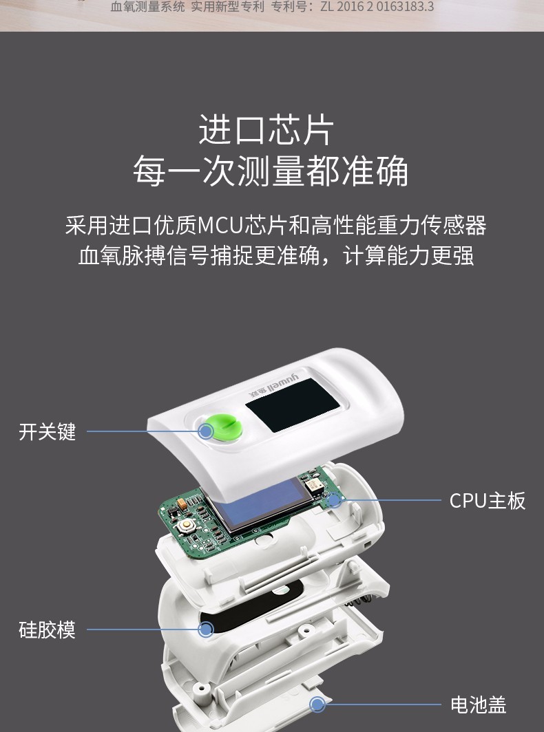 鱼跃(yuwell) 指夹式yx302血氧仪 家用全智能一键式测量脉搏血氧饱和