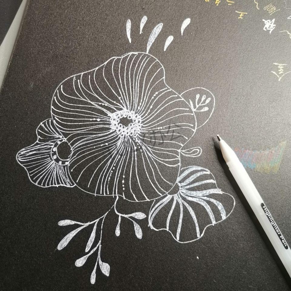 黑卡纸白色的笔绘画高光笔美术勾线笔金色银色白色书法练字笔fhc金色2