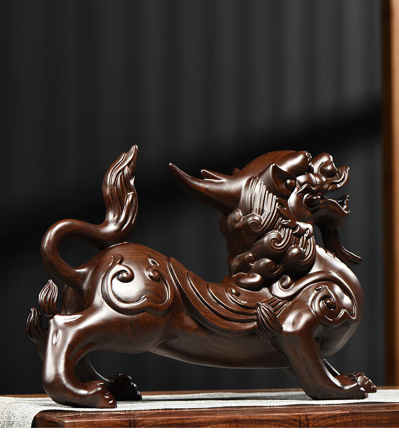 努拉派木雕摆件貔貅实木质雕刻家居客厅装饰办公书房开业红木头工艺