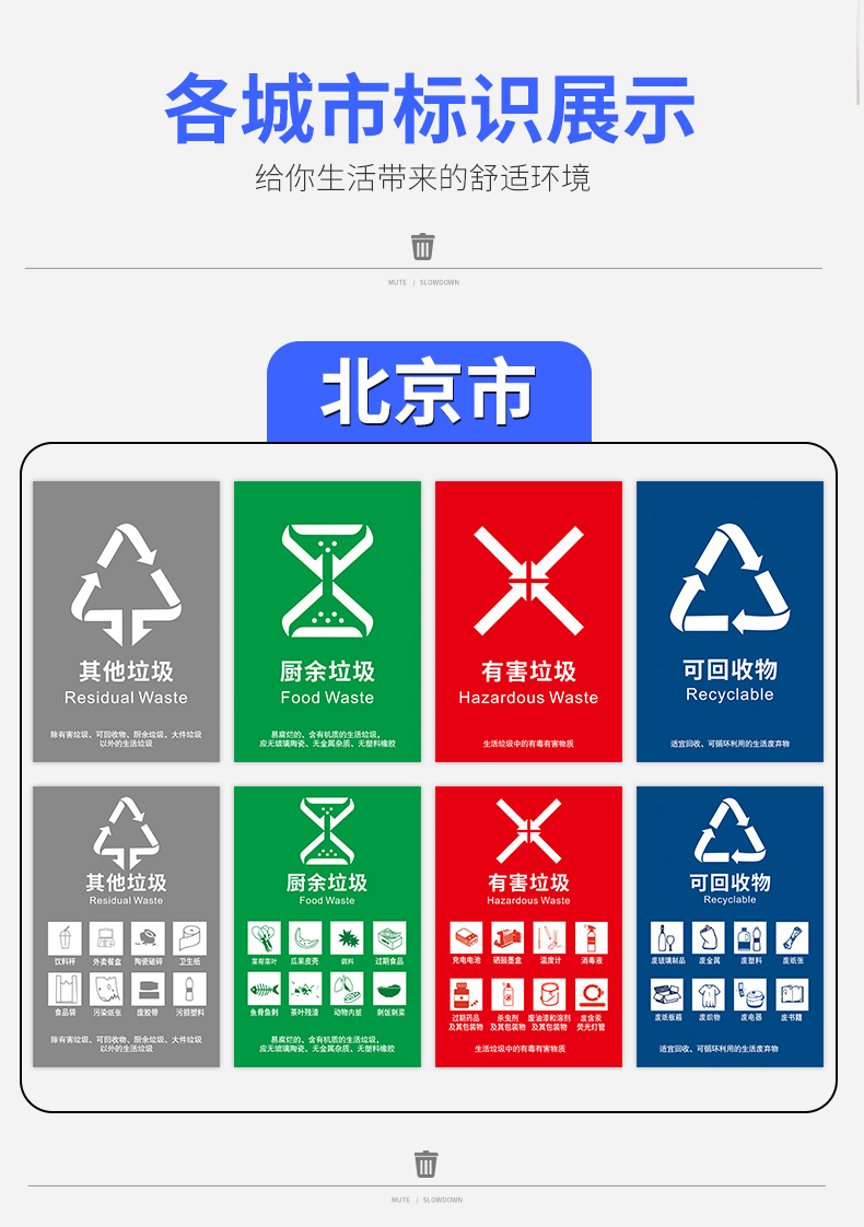 廚餘垃圾分類標語標識宣傳貼紙垃圾桶可回收可定製廚餘垃圾回收指示有