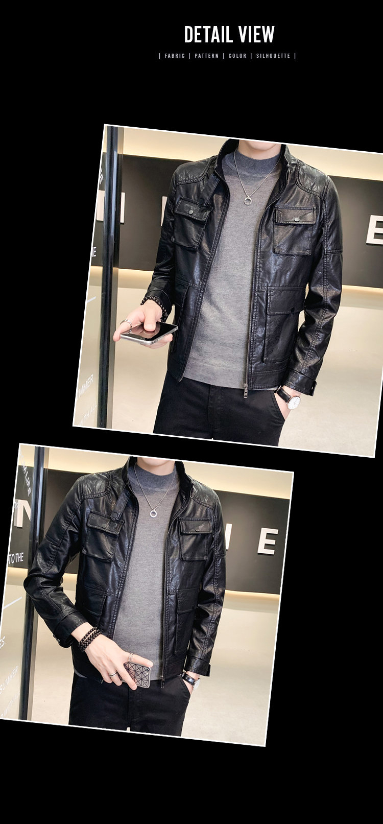 hla海澜之家aex秋季复古立领短款pu皮衣休闲夹克男韩版机车网红修身皮