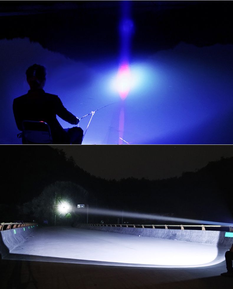 钓鱼灯激光大炮夜钓灯紫光台钓超亮led大功率鱼灯蓝光电筒强光夜光双