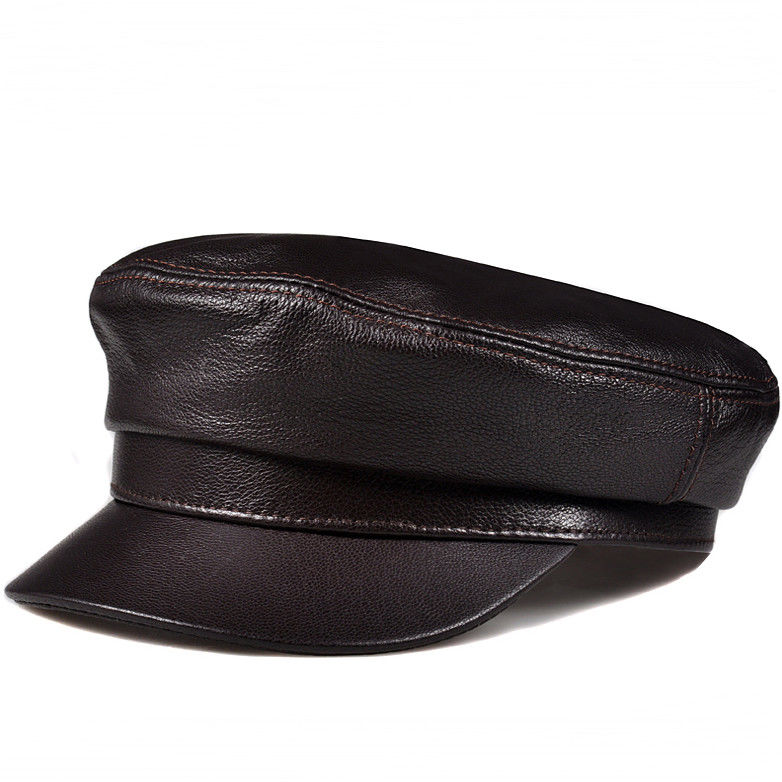 漾漾虹船长帽秋冬季帽子通用韩版复古平顶海军帽潮英伦鸭舌帽棕色5556