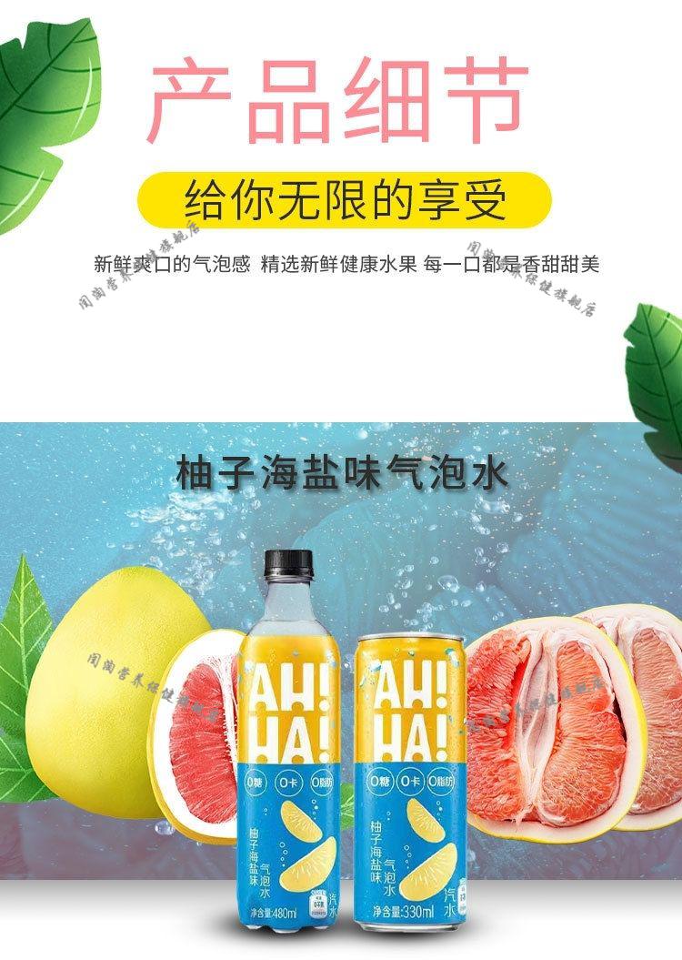 ahha氣泡水小宇宙0熱量桃味汽水碳酸飲料整件 柚子海鹽味汽泡水480ml*