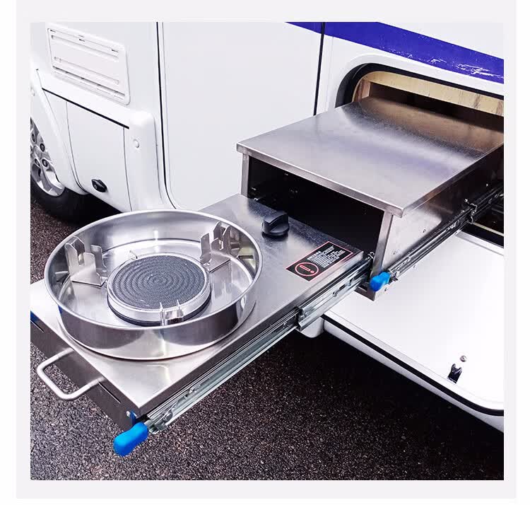 适用于房车改装配件全车载煤气灶房车抽拉式灶台外置厨房燃气灶抽拉
