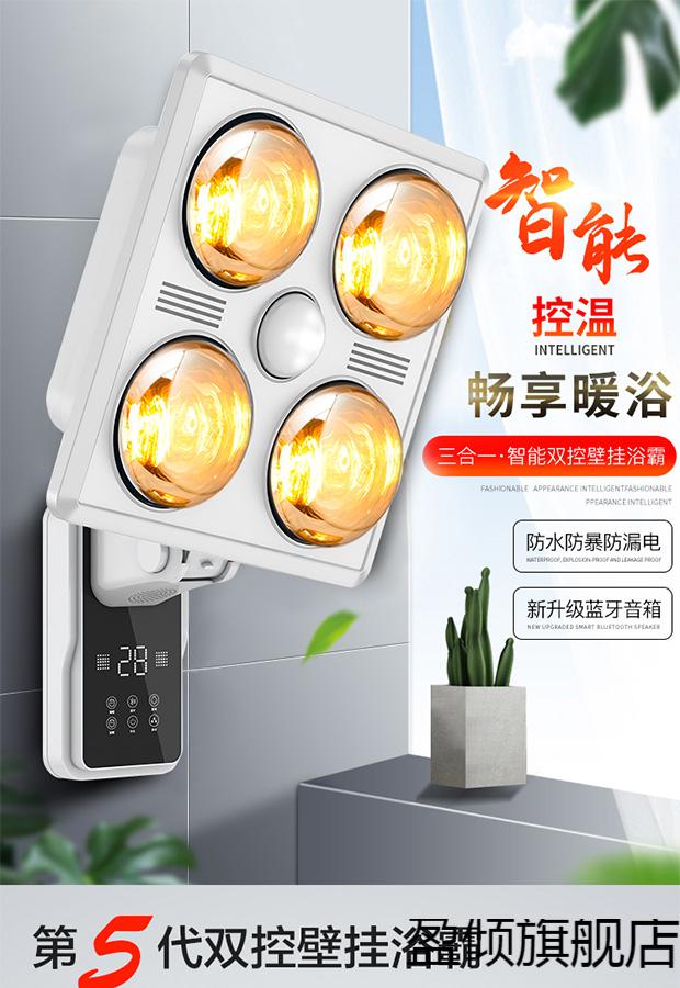 雷仕电暖灯浴霸壁挂式挂墙取暖灯泡卫生间浴室家用四灯免打孔灯暖