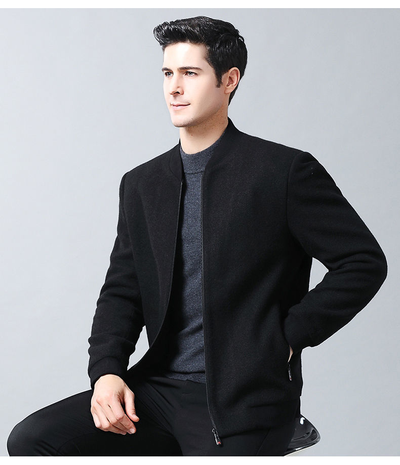 男士春秋装外套爸爸春秋季毛呢夹克40岁50中年男上衣休闲外套秋冬季