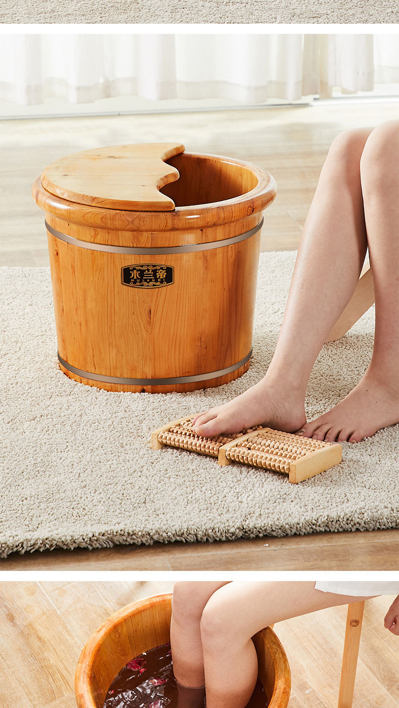 香柏木泡脚木桶30cm木质足浴盆过小腿实木洗脚桶家用高深桶足疗桶26cm