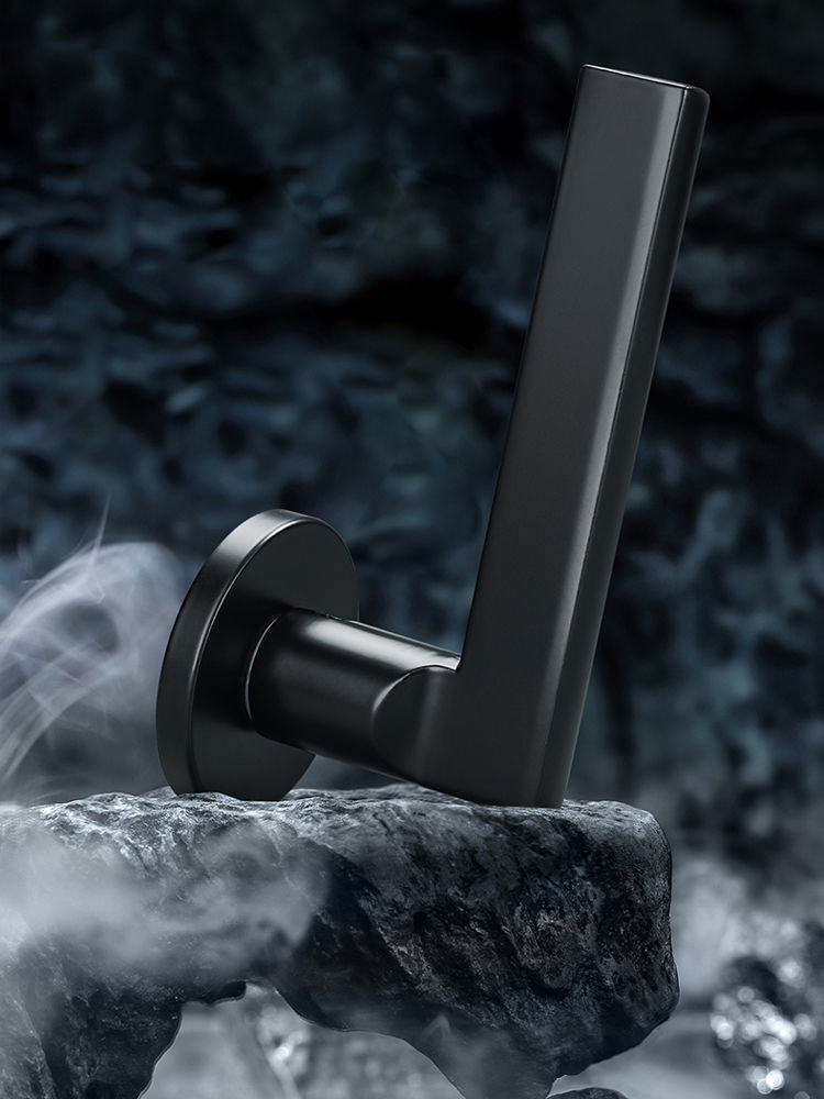 卧室防盗门锁室内美式新款房室内防盗锁黑色分体木门锁卧室铜锁芯通用