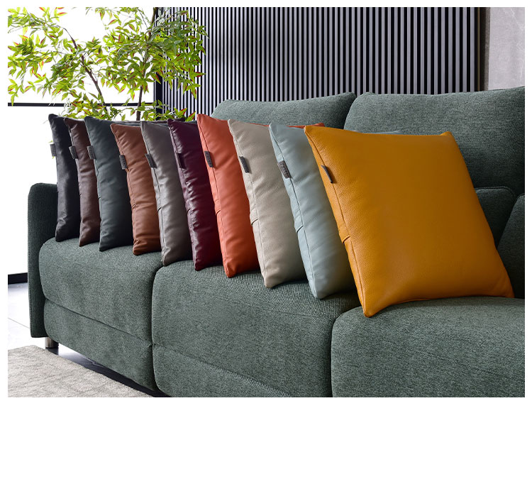 真皮沙发靠垫加大号头层牛皮轻奢抱枕现代简约美式抱枕客厅纯色方形头