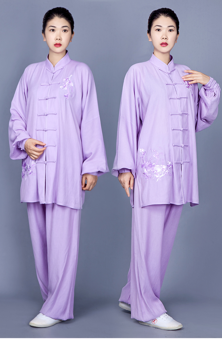 武极堂太极服同款太极服女夏季飘逸棉麻亚麻新款绣花太极拳服装武术