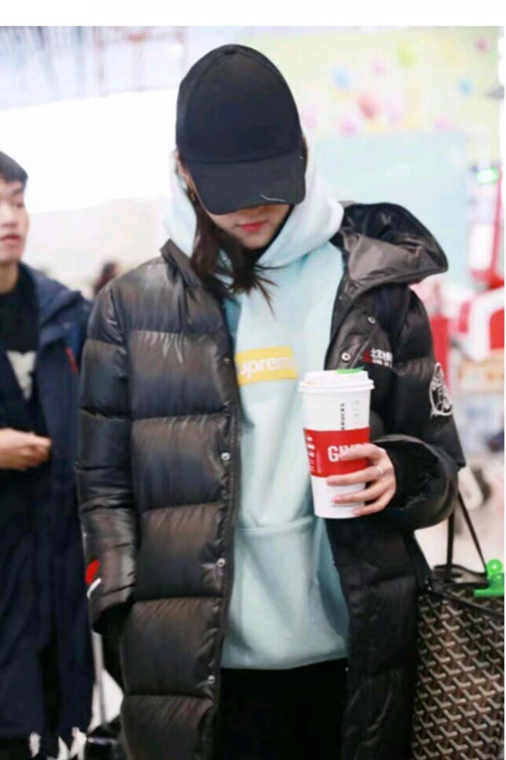 北京电影学院羽绒服北电校服超厚长款过脚踝艺考定制logo印字 黑色不