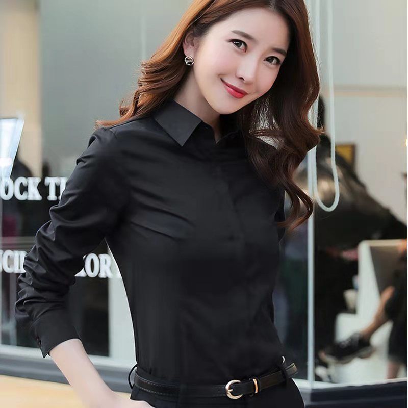 织迷白衬衫女长袖秋冬款时尚职业衬衫工作服衬衫韩版百搭打底lo衬衫衣