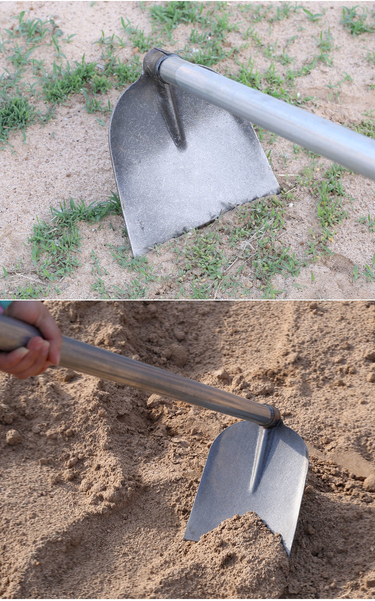 不锈钢锄头军印锄头种菜翻地户外长柄除草挖笋工具农用全钢开荒刨地