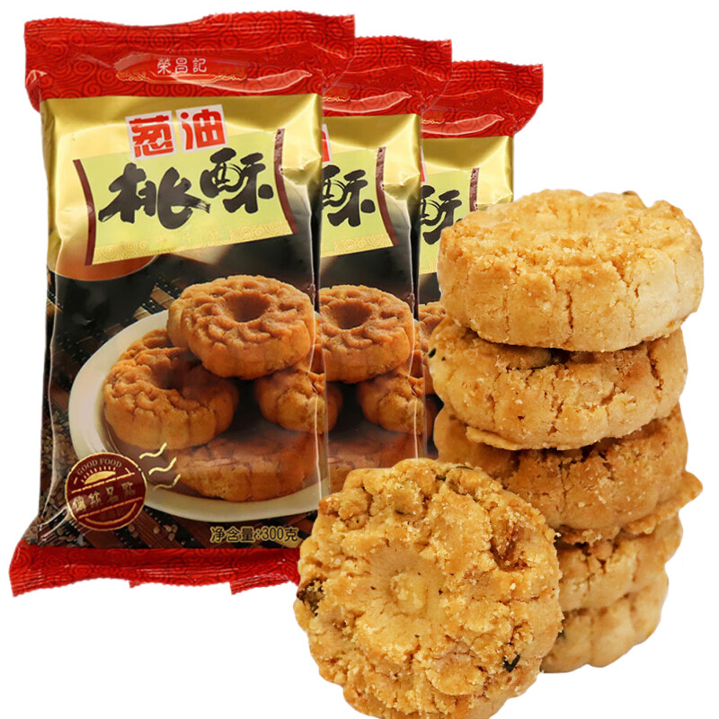 宁波特产荣昌记葱油桃酥老式酥饼手工小桃酥糕点饼干食点心袋装 300