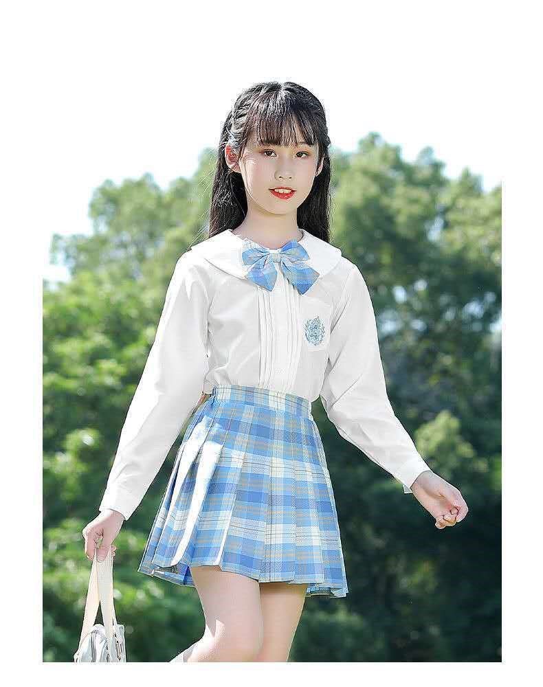 jk制服全套冬季亅k少女秋冬款女孩裙子小学生装学院风套装女 蓝色【衬