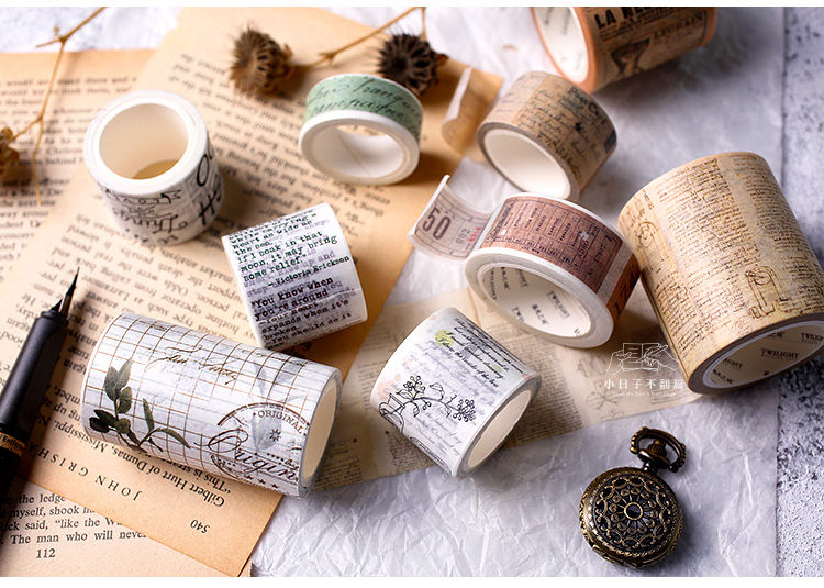 森女古风手帐素材数字字母和纸胶带复古英文文字款手账贴纸报纸字母