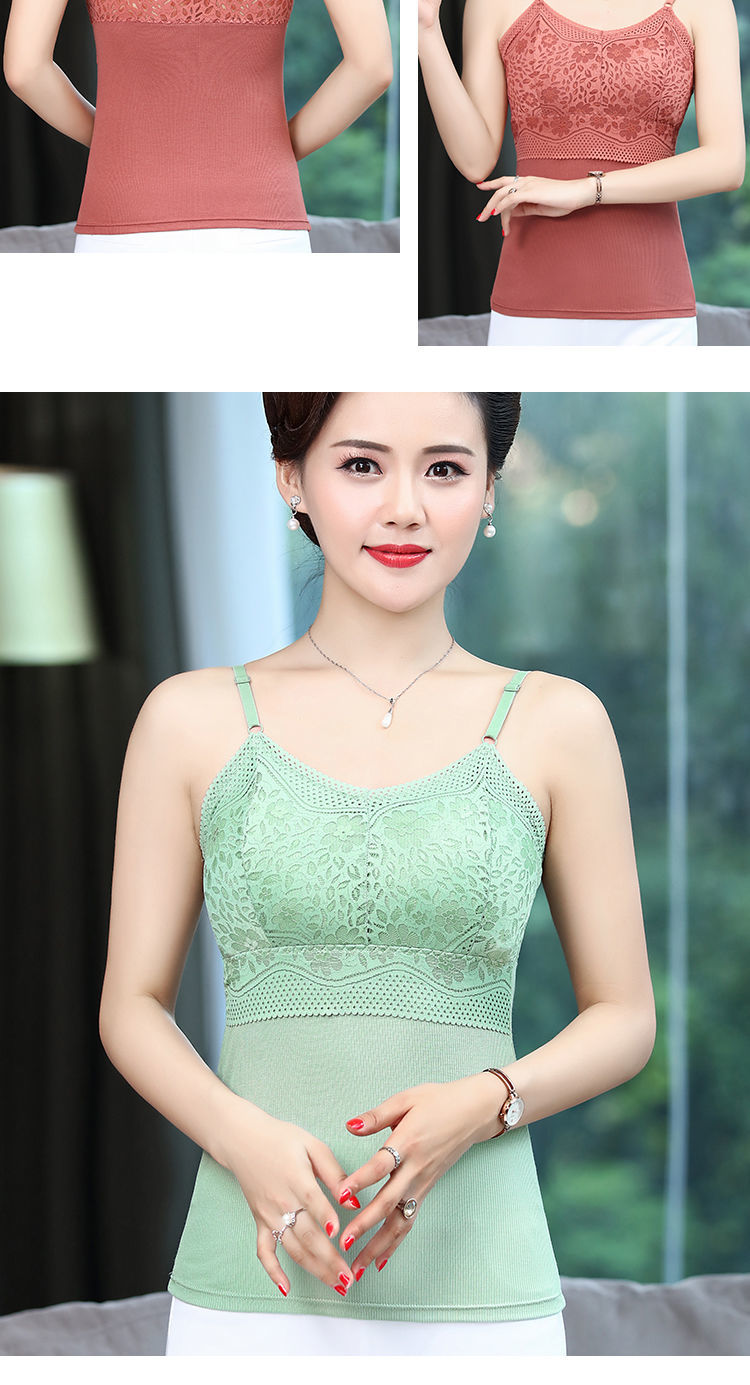 中老年人美背蕾丝女免穿文胸中年妇女妈妈带胸垫打底内衣628b粉色1件