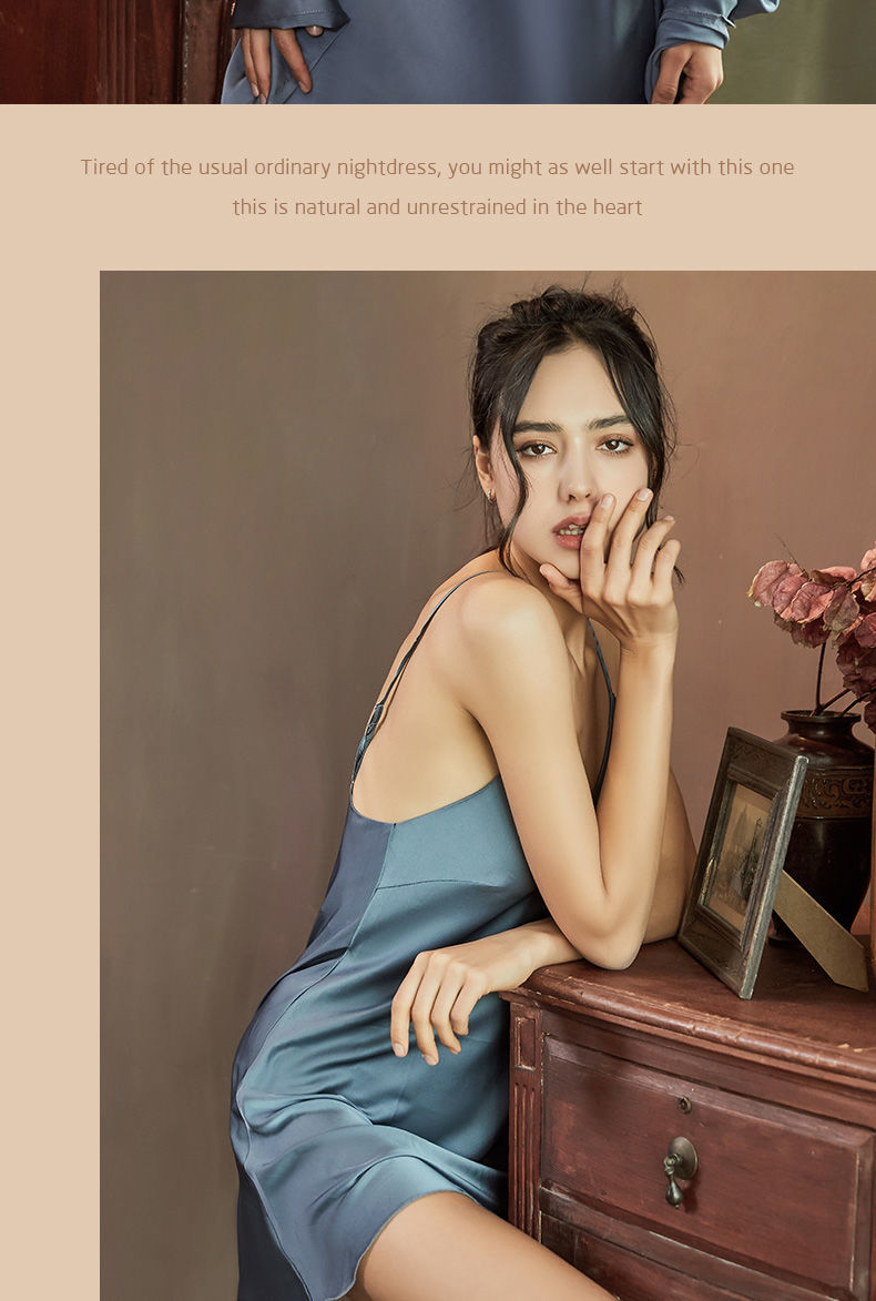 夏季蕾丝性感吊带睡衣吊带睡裙女夏冰丝丝绸薄款蕾丝镂空短裙性感睡衣